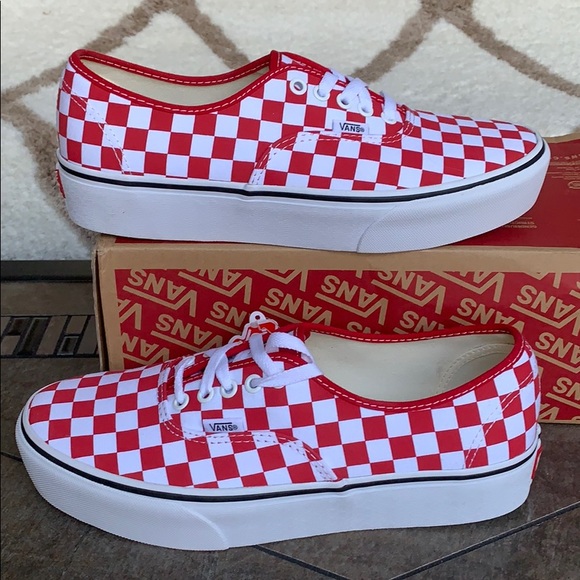 red checkered platform vans